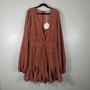 NWT LUXXEL DUSTY ORANGE POLKA DOT ROMPER SIZE SMALL